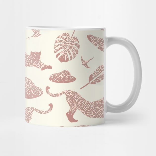 Blush Safari / Wild Cats, Monstera and Birds by matise